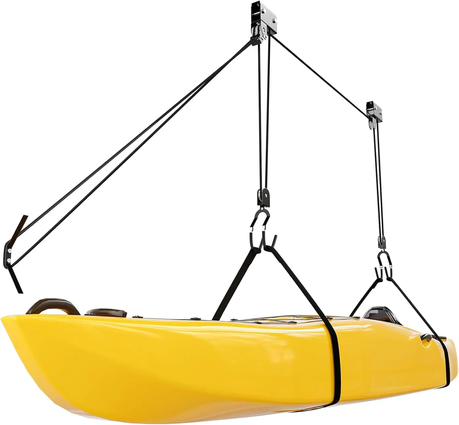 VINGLI Kayak Hoist Pulley System, Heavy-Duty Steel Ceiling Mount for Garage Storage, Easy Lifting with Safety Lock, 150 lbs Capacity for Canoe or Bike, Rope Length, Garage Store, Kayaking, 52 Feet