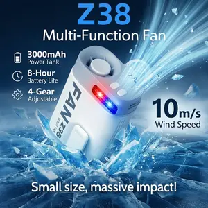 Wearable Waist Fan, 3000mAh Rechargeable Portable Personal Fan with 8 Hour Battery Life, 4 Speed 10m/s High Airflow Clip On Fan, 360° Adjustable Night Safety Light for Running, Cycling, Hiking, Camping, Travel