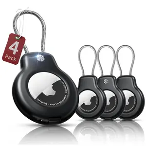 for AirTag Holder - 4 Pack Lock Case with Keychain for Apple AirTag 1st & 2nd Generation, Air Tag Keyring with Wire Cable, Secure AirTag Cover for Keys, Kids, Luggage, Bags, Pet Collar