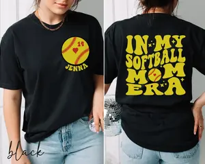 GENERIC Women's Casual Short-Sleeve Fabric Softball Mom T-Shirt - Custom Personalized Lady Fit "In My Softball Era" Tee