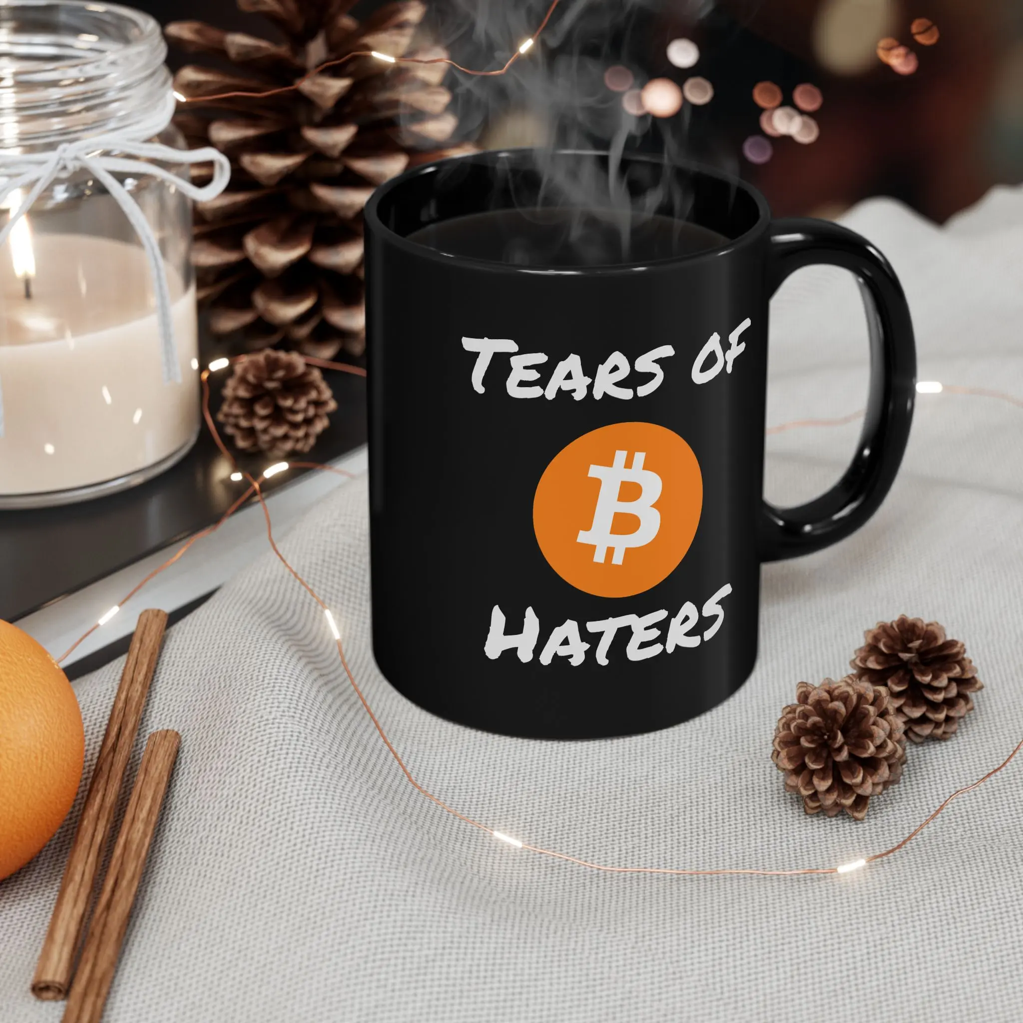 Tears of Bitcoin Haters Black Mug – Funny Crypto Coffee Cup | Glossy 11oz Ceramic Mug for Bitcoin Investors & Traders | Cryptocurrency Gift for Men & Women | Meme Mug for Office or Home