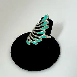 Anillo ala de ángel turquesa. Plata