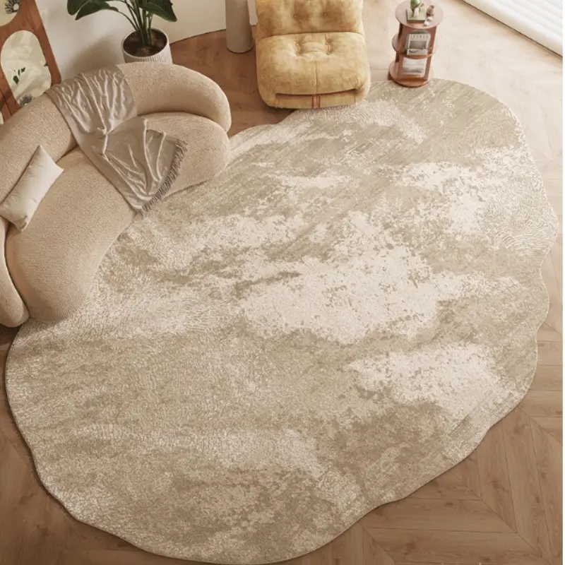 1pc Wabi-sabi Style Cream Bedroom Decorative Rug Modern Minimalist Living Room Plush Carpet Fluffy Area Rug Fluffy Soft Irregular Shape Carpet Home Washable Non-slip Floor Mat Home Decorative Rugs