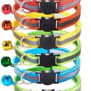 Personalized Extra Small Breakaway Reflective Cat Collar with Bell-6.5 to 12.5 Inch
