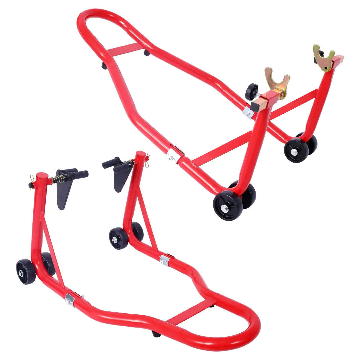 Heavy-Duty Motorcycle Paddock Stand - Durable, Corrosion-Resistant Powder-Coated Steel Triangle Frame Lift, Portable, Adjustable Universal Fit for Front/Rear Wheels, 1000 lbs Capacity, 7.90-9.25 in Height, 8.50-13.50 in Width, Garage Bike Tool