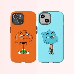 Cartoon Matching Phone Cases 17 16 15 14 13 12 11 Pro Max, Gumballl and Darwin Design, Best Friend Phone Covers, Protective Smartphone Cases, Fun Cartoon Character