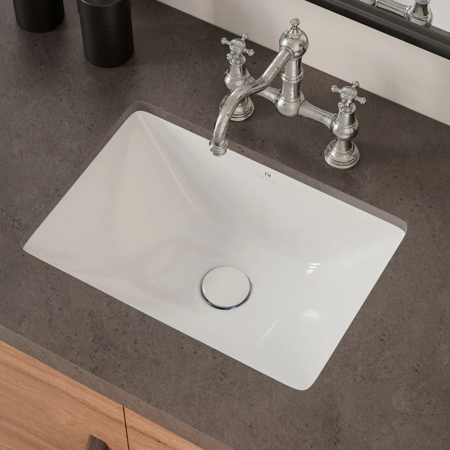 Undermount Bathroom Sink, 18" x 13" Small Rectangular Undermount Bathroom Sink for Bathrooms, Los Flexi Under Counter Lavatory Sink