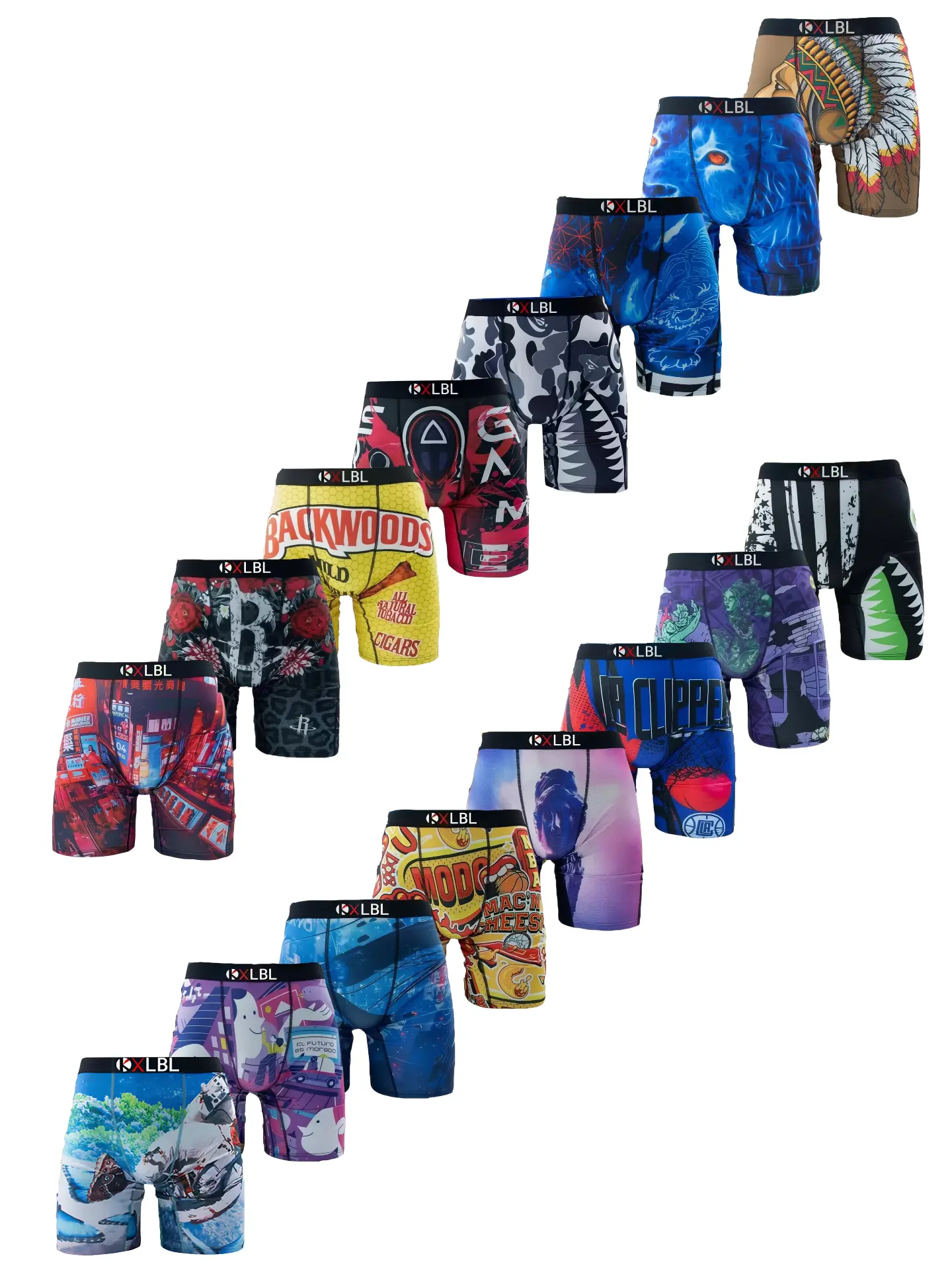 12/10/6/4 Pack Men's Printed Boxer Briefs - KXLBL Soft & Breathable Stretch Underwear, Vibrant Patterned Athletic Shorts, Comfy Everyday Value Pack for Men & Teens, Multi-Color Bundle Stylish