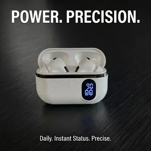 Fluffdrip T01 Wireless Earbuds: Vintage Leather Aesthetic & Smart LED Display | Comfortable Bluetooth Headphones outdoorfun