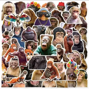 50pcs Realistic and Funny Monkey Cute Animal Cartoon Doodle Stickers, Office Supplies and Notebook Accessories, Used To Decorate Journals, Scrapbooks, Computers, Water Bottles, Cars, Etc.
