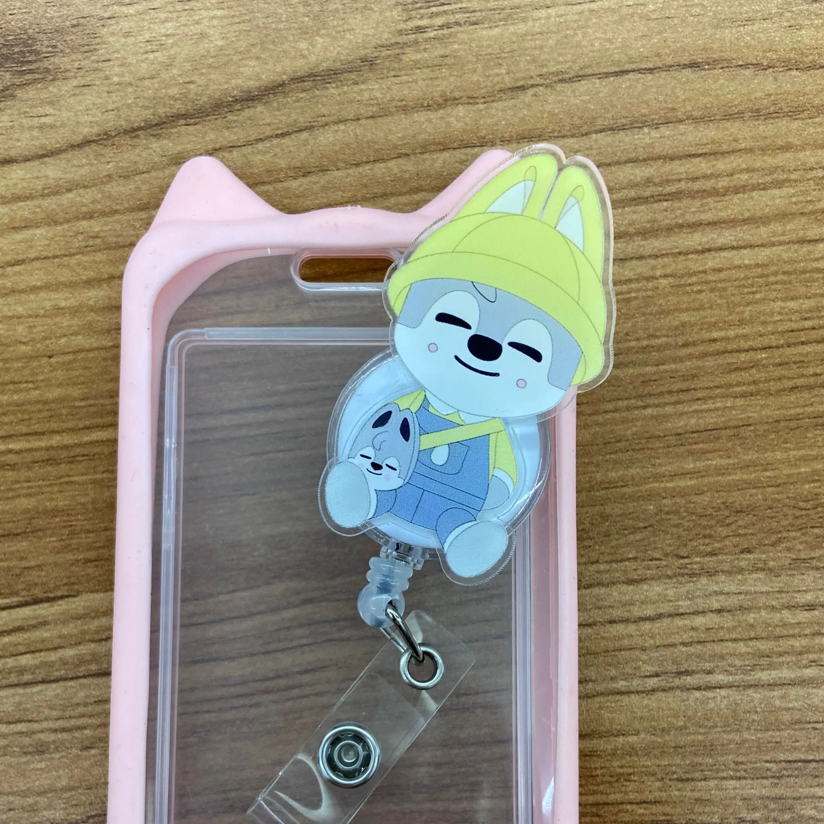 Cute SKZ Cartoon Animal Retractable Badge Reel Acrylic ID Holder with Alligator Clip for Nurses Teachers & Office Staff