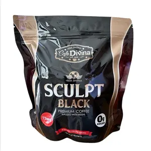 Café Divina Sculpt Black Premium Coffee Infused With Reishi Sugar-Free 75mg Reishi Per Serving 30 Sachets 3.7oz Ideal For Active Lifestyle - Beverage