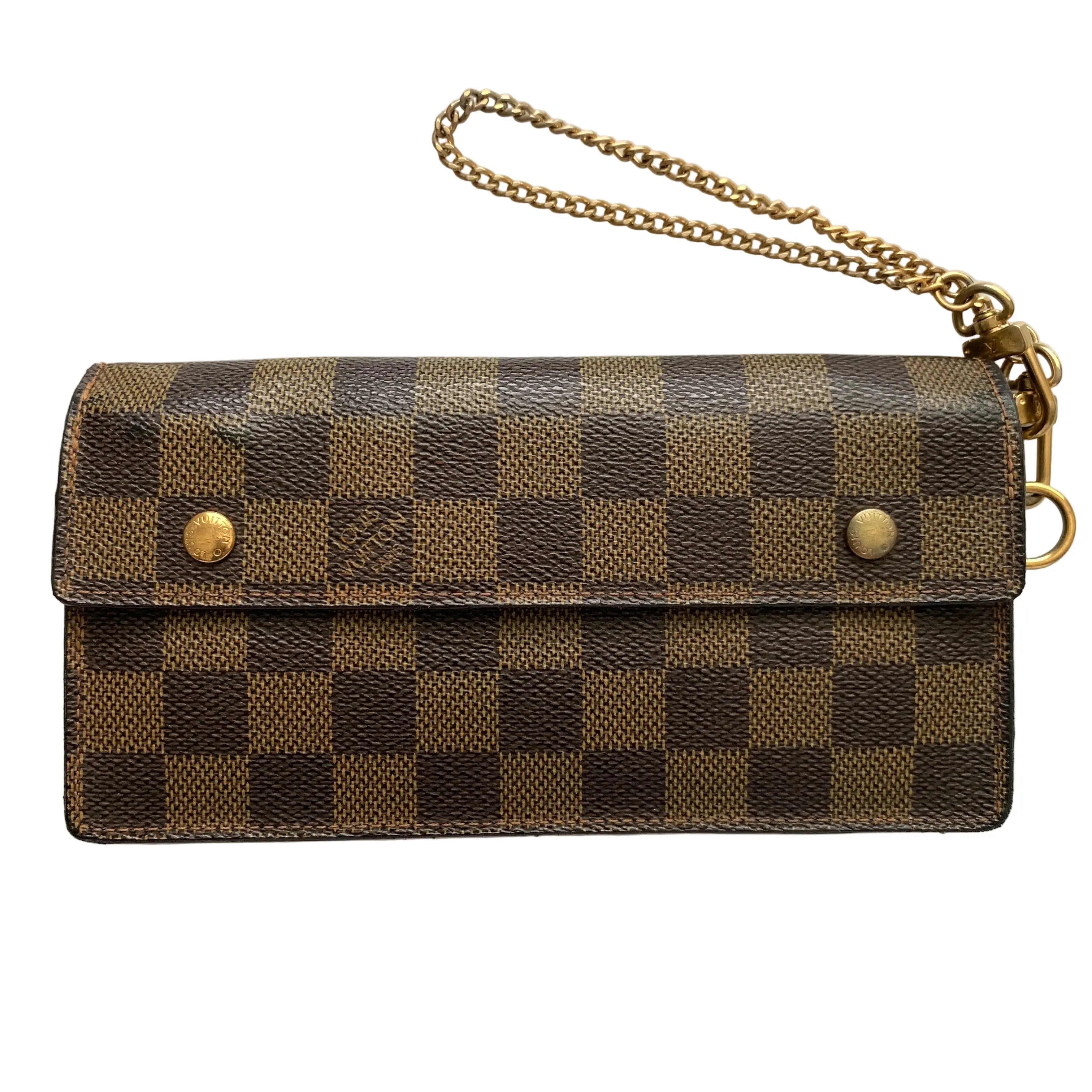 Pre-owned Louis Vuitton Brown Small leather goods FINAL SALE NO RETURN NO CANCEL damier accordeon wallet TH0065 Authentic with COA