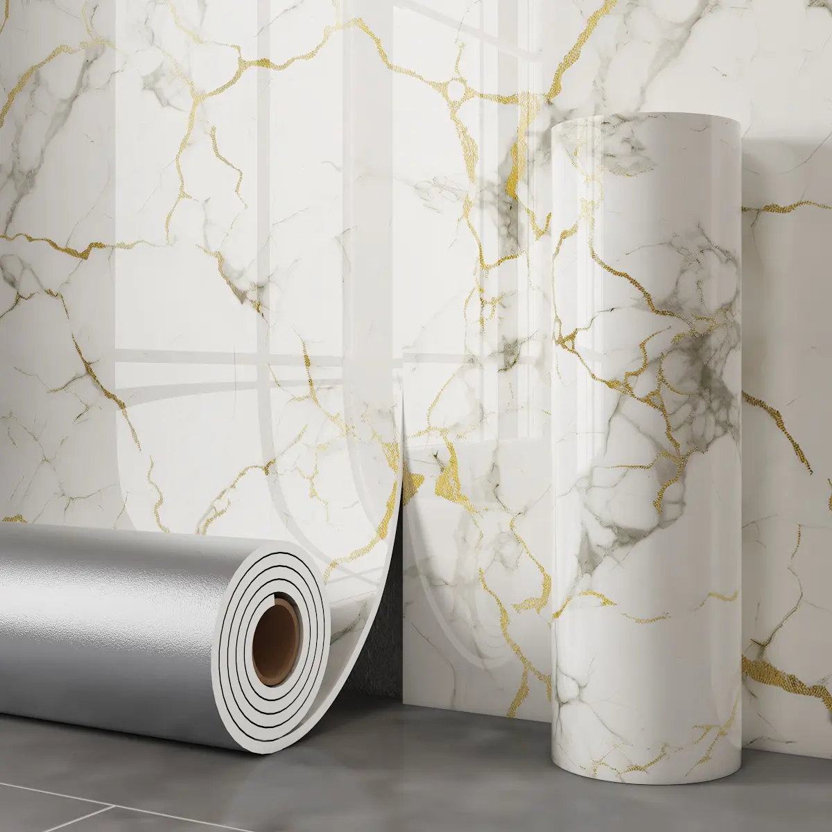 1 roll of marble-patterned wallpaper panel, Decorative wallpaper, self-adhesive foam wall sticker, thickened 2.5mm, IXPE material, home decoration wall tile, tear and stick, easy to clean and install, suitable for bathroom, living room, bedroom renovation