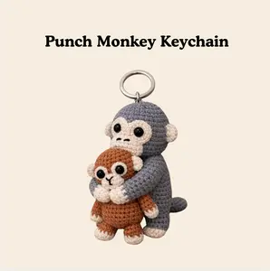 Punch Monkey Keychain, Crochet Monkey Keychain, Amigurumi Monkey Keyring, Cute Handmade Gift, Mini Crochet Plush, Mothers day Keychain