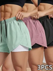One pack containing multiple pieces of women’s summer sports shorts with an elastic waistband, suitable for summer workouts and outdoor activities.