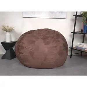 【GOOGREAT】5-Foot Comfortable High-Density Shredded Foam Bean Bag Chair for Kids and Adults, with Removable Microsuede Cover, Ideal Reading and Bedroom Floor Lounge, French Roast