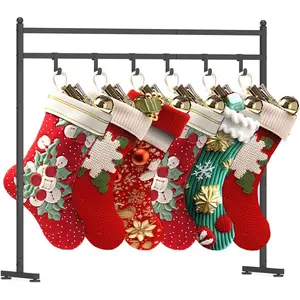 Freestanding Christmas Stocking Holder Stand with 8 Hook, Heavy Duty Metal Christmas Stocking Stand for Floor, Holiday Decor Hanger Display for Home, Display Window, Living Room
