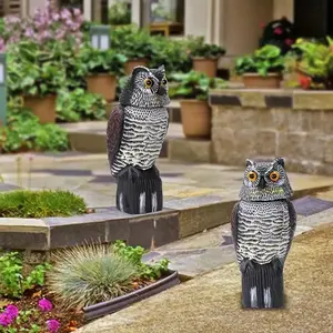 Owl Design Garden Decoration, Realistic Owl Decoy Bird Scarecrow Sculpture, Durable Plastic, Effective Against Horned Pests, Ideal for Outdoor Garden and Yard