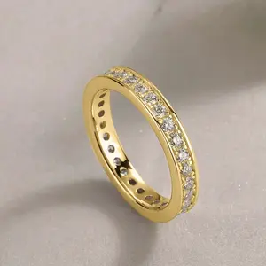 Springtok 3mm inlaid zircon women's ring with multiple sizes available for daily fashion party jewelry holiday anniversary gift