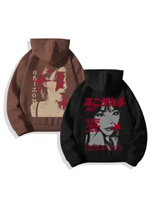 Women's Letter Graphic Print Drop Shoulder Hoodie, Fashion Casual Drawstring Pocket Hooded Sweatshirt for Daily Holiday Outdoor Wear, Women Clothing for Fall & Winter