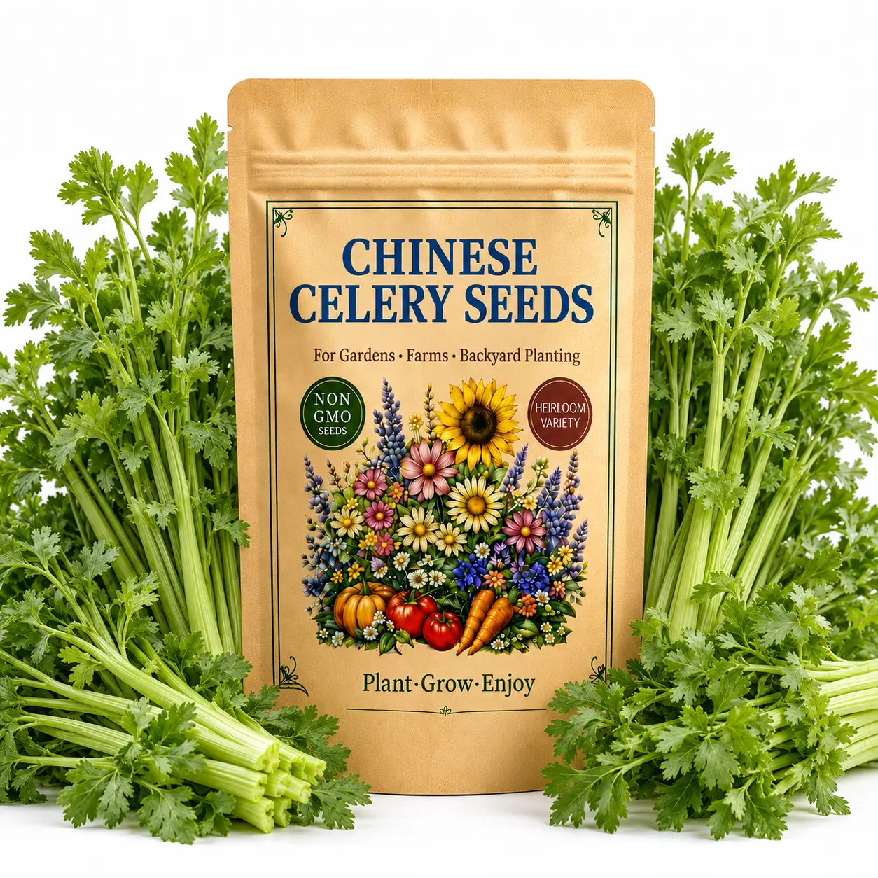 3000 Chinese Celery Seeds for Planting, Slender Green Stalks and Fine Leafy Tops