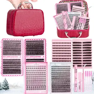 DIY Eyelash Extension Kit, Includes Natural Style Lashes, Dense D Curl, Soft & Lightweight, Comes with Glue, Tweezers, Brush, Home Use, Natural Eyelash Extensions