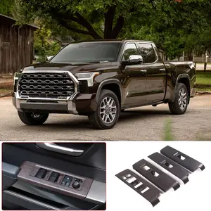 4-piece ABS oak wood grain automotive window regulator frame set suitable for 2022+ Toyota Tundra/Sequoia models.