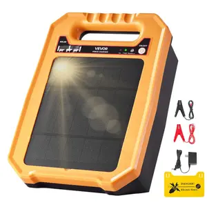 fathersdaygift VEVOR Solar Fence Charger, 0.3J 8 kV Solar Powered Fence Charger, 1.86 Miles Range, Weather-Resistant Electric Fence Energizer Kit, 7 Days Runtime, for Livestock, Poultry, Garden Protection