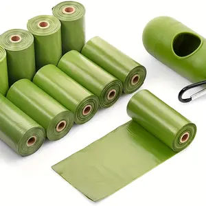 10pcs-Dog Poop Waste Bags with Dispenser And Leash Clip, Guaranteed Leak Proof And Extra Thick Waste Bag Refill Rolls for Dogs, Cats And Other Pets. 10 Refill Rolls (Green, 13"X9")Poop Bags
