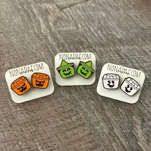 Halloween Bucket Earrings - Nostalgia - Laser Cut Earrings - Witch Pumpkin Ghost