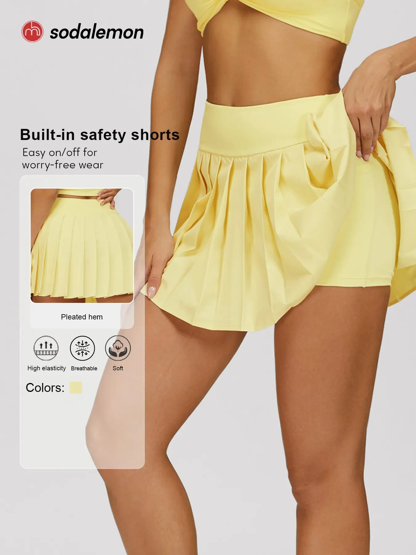Women's Sporty Stretch Pleated Skirt, Hidden Pocket Yoga Fitness, Slim-Fitting Elastic Waist Dance Running Outdoor Wear, Sporty Breathable Athletic Skorts, Athletic Skirts