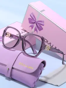 Zovujumy Vintage Luxurious Large Frame Glasses, Eyeglass Frames, Women's Elegant Non-Prescription Eyewear, Stylish Trendy Eyewear, Holiday Gift, Face-Slimming Design