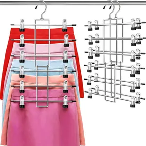 Premium Stainless Steel Pant Hanger 12 Clips Folds Flat Save 75% Closet Space organiser Hanging