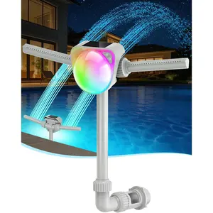 Solar Pool Fountain w/7-Color LED Lights, 2026 Dual- Adjustable  Pool Fountains for Above & Inground Pools, High- Waterfall & Pool Sprinkler Fountain for Cooling & Relaxation