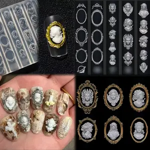 Vintage Baroque Silicone Nail Mold, European Shell Carving Pattern, Transparent 3D Nail Art Mould, Nail Art Design, Single Item, No Battery Included