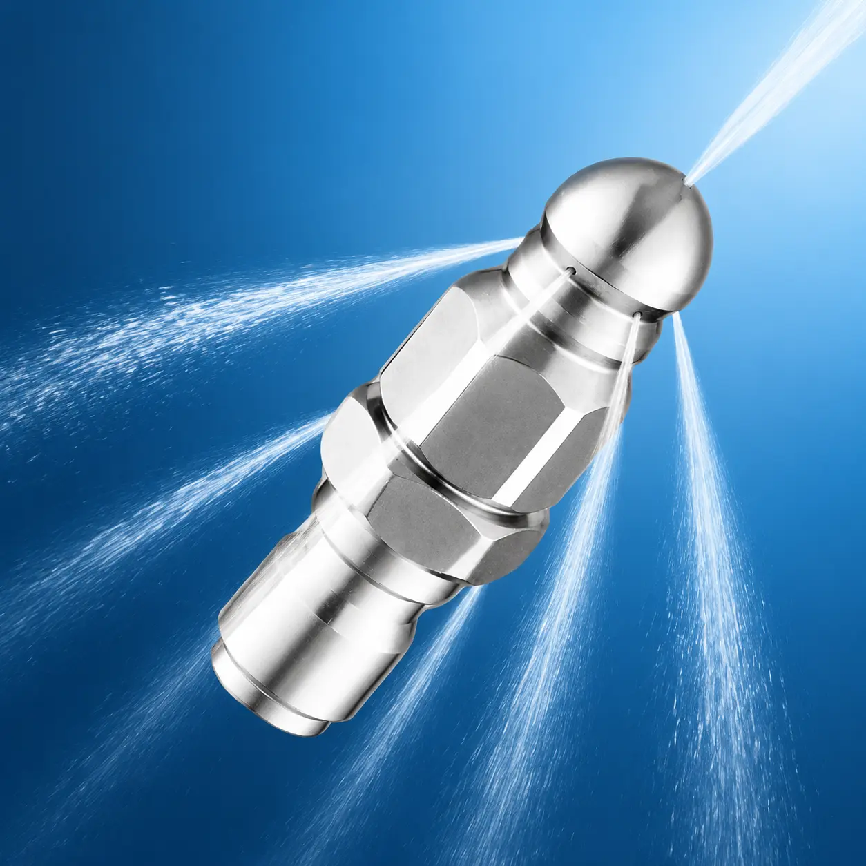 2pcs Stainless Steel High-Pressure Sewer Jetter Nozzle, for Drain Pipe Sewer Duct Cleaning, Sewer Cleaning Tool high-pressure Nozzle, 1 Front 6 Rear Water Jetting Nozzle 1/4'' Quick Connector 5000 PSI Pressure Drain Jetter Hose Nozzle