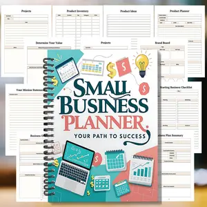 This spiral-bound Planner Notebook, designed with business icons, is designed to be a compact blueprint for organizing entrepreneurial strategies and financial goals, making it the perfect gift for business launch celebrations, Productivity Planner