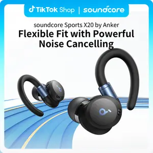 soundcore Sport X20 by Anker, True-Wireless Workout Earbuds, Rotatable and Extendable Ear Hooks, Noise Cancelling, Deep Bass, IP68 Waterproof, Sweatproof, Dustproof, 48H Play, Sport Earbuds for Gym