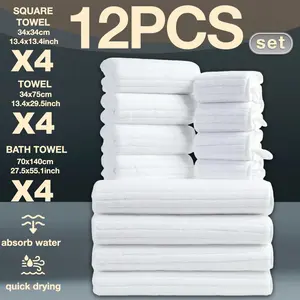 12-Piece Luxury Bathroom Set, High-Density Microfiber Towels, Premium Towel Set, Quick Drying Towel, Absorbent Towel, Quick-Dry, Soft, Durable, Hotel-Quality, Ideal for Home, School, Gym, Spa