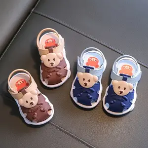 Trendy Cute Cartoon Bear  For Boys, Breathable Non-slip  For Summer Novelty Sandals