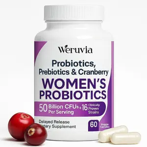 Women’s Probiotics 50 Billion CFU with 16 Strains & Organic Cranberry – Digestive Health, Immune Support, Long Shelf Life, 60 Capsules