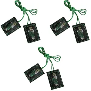 3 Pack Green Catholic Scapulars of Saint Jude, Virgen De Guadalupe/San Judas Tadeo Escapularios Catolicos Pendant, Rear View Mirror or House Blessing Hanging Religious Charm (Green Saint Jude)