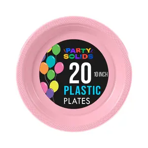 10 In. Pink Plastic Plates - 20 Ct.