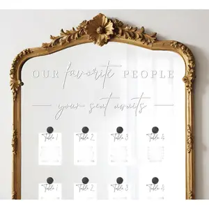 Wedding Seating Chart Decal Mirror Stickers Our Favorite People Removable Letters Vinyl  for Glass Window Sign Mirrors Wide from 24" to 28", White