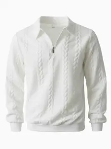 Men's Half-Zip Knit Hoodless Sweatshirt Featuring a classic crew neckline and a practical half-zip design for adjustable ventilation. The relaxed fit with ribbed cuffs and hem makes it perfect for casual outings, workdays, or weekend getaways. SpringState