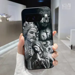 Pious Whispers Pattern Rounded Edge Phone Case for Google Pixel 10 9 8 7 Pro A XL Shockproof Drop Protection Rugged Durable Liquid Silicone Cover Cellphone Protective