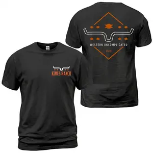 [Ship From US] Kimes Ranch White Geometric Back Print With Front Chest Horn EmblemOversizedTee, UnisexTshirt, CasualTshirt