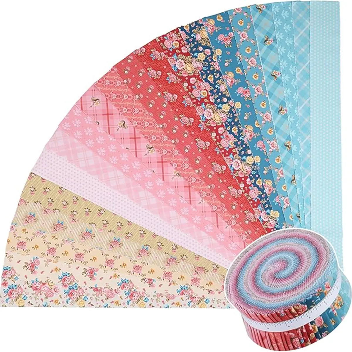 ShinyStitch Jelly Roll Fabric, 100% Pure Cotton, 40 Pieces Precut Fabric Strips 2.5" x 44", Soft Premium Cotton Quilting Fabric for Patchwork, Quilt Making, Hand Sewing Projects, DIY Crafts, Blanket & Handmade Sewing Supplies