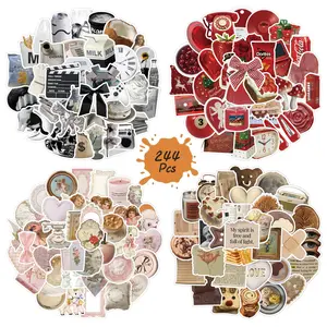 240 Sheets Colorful Sticker Set 4 Color Themes Cute Stickers for Journals Planners Scrapbooks DIY Crafts Kids Teens Creative Aesthetic Stationery Decorative Label Fun Stickers Pack
